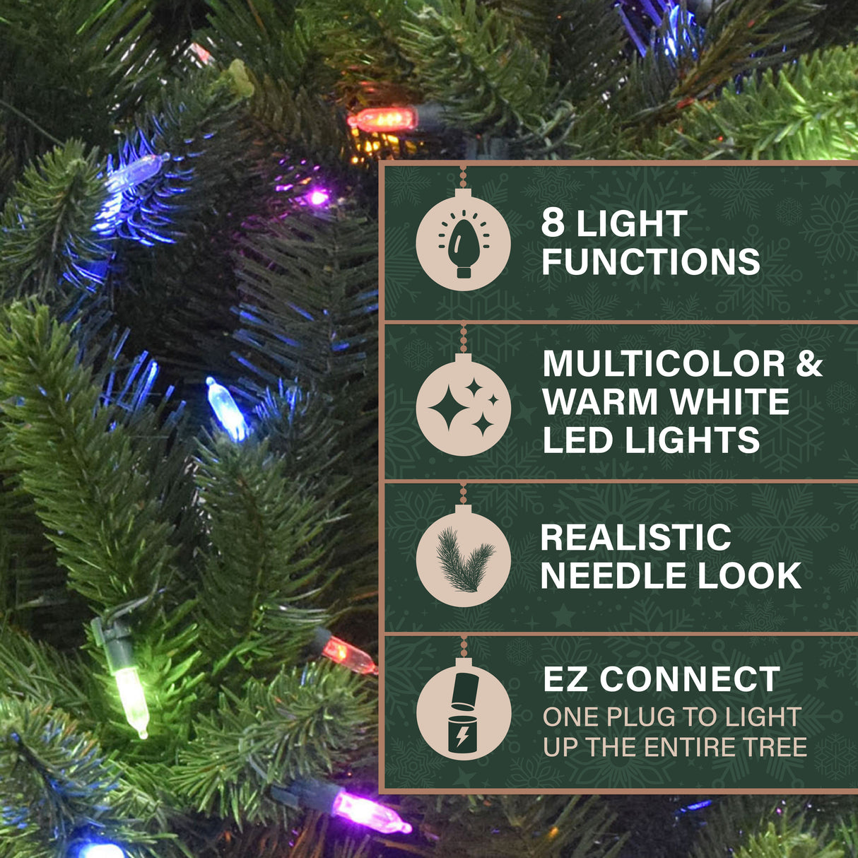 6.5-Ft. Carmel Pine Slim Christmas Tree with Dual Multicolor & Warm White LED Lights