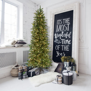 9-Ft. Carmel Pine Slim Christmas Tree with Warm White LED Lights