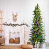 9-Ft. Carmel Pine Slim Artificial Christmas Tree with Dual Multicolor & Warm White LED Lights