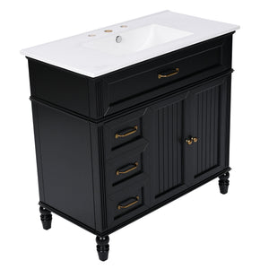 Bathroom Vanity With Sink, 2 Doors 2 Drawers, Freestanding Design