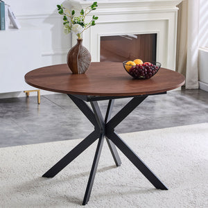 Extendable Round Dining Table - Walnut