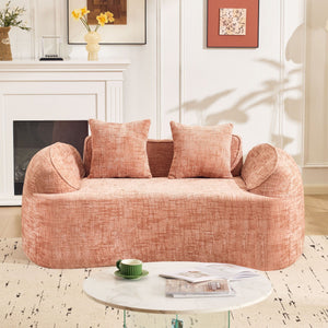 Curved 2 Person Compress Sofa With Armrests, Includes Pillows