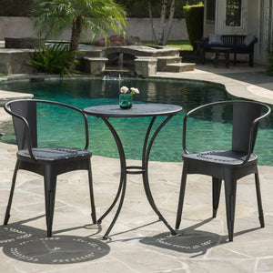 Ambrosia 3 Piece Bistro Set With Leaf Motifs Top And Seat