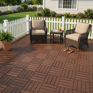 Plastic Interlocking Deck Tiles, 44 Pack 12"x12"