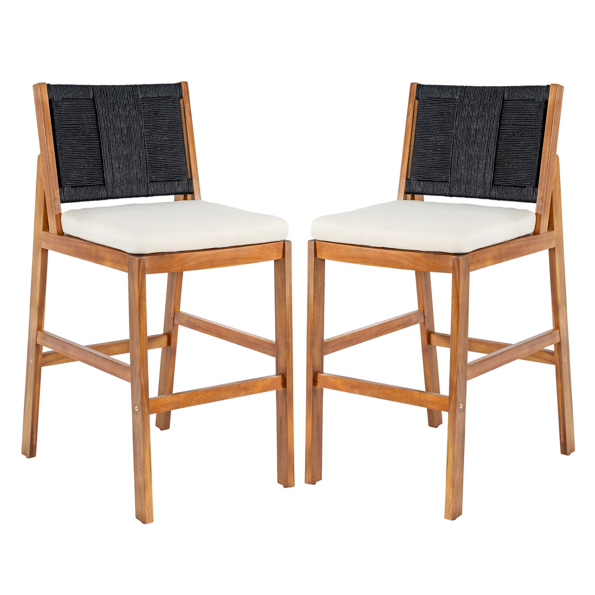 Outdoor Acacia Wood Bar Stools (Set of 2)