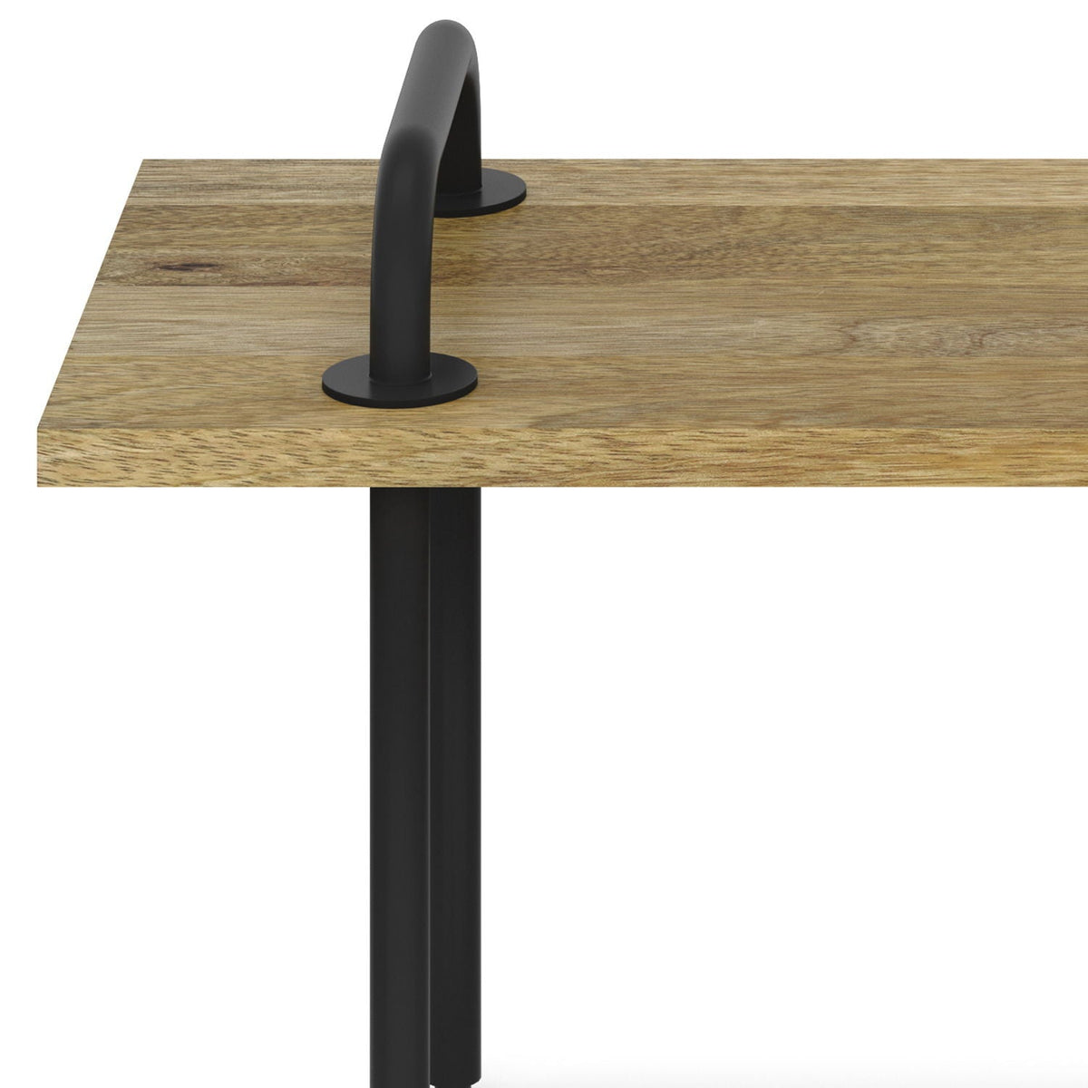 Light Brown Entryway Bench with Metal Legs - Solid Wood