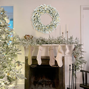 36-In. Icy Frost Snow Flocked Wreath with Warm White LED Lights