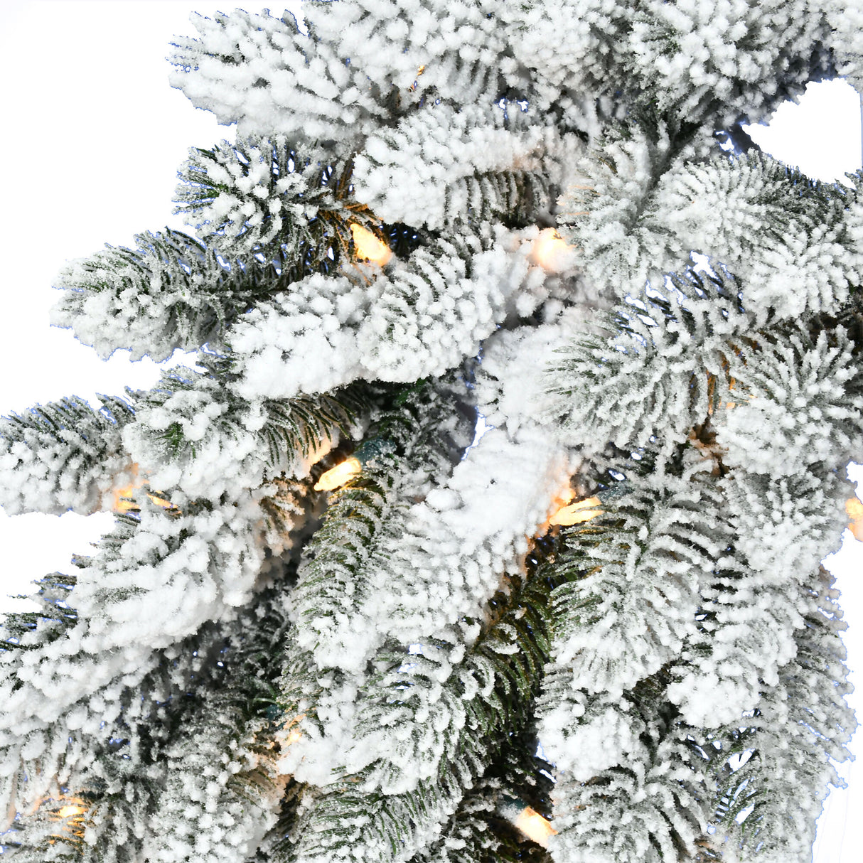 36-In. Icy Frost Snow Flocked Wreath with Warm White LED Lights