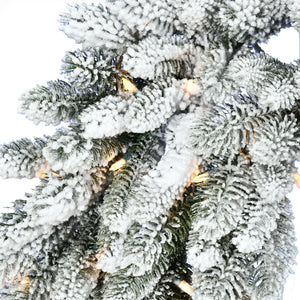 36-In. Icy Frost Snow Flocked Wreath with Warm White LED Lights