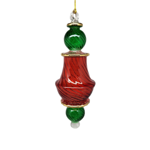 Egyptian Glass Two Tone Scalloped Vase Ornament
