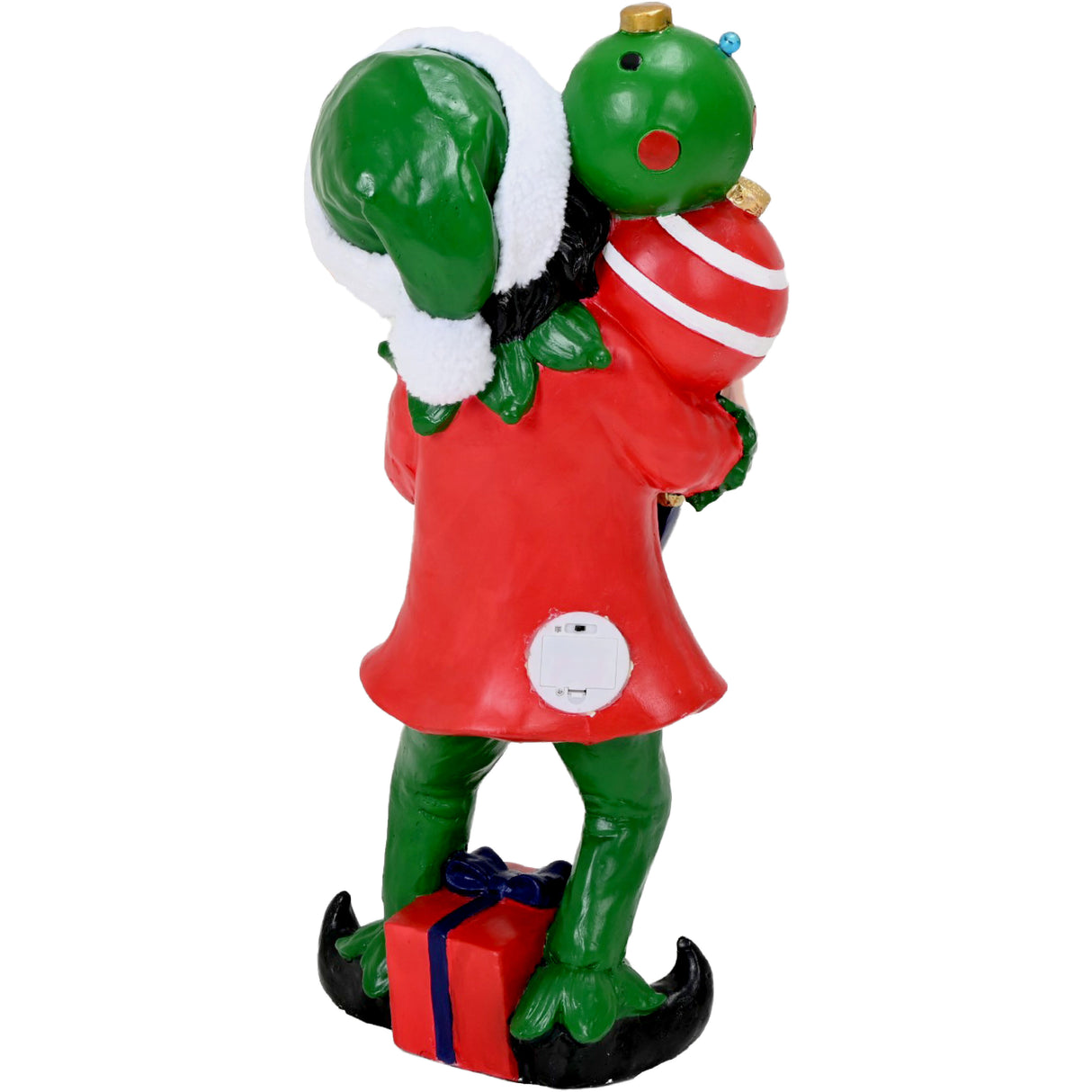 30-inch Elf Figurine Holding Presents with Built-in Multicolor LED Lights
