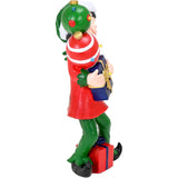 30-inch Elf Figurine Holding Presents with Built-in Multicolor LED Lights