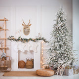 Fraser Hill Farm 10-Ft Flocked Mountain Pine Artificial Christmas Tree with White Incandescent Smart Lights