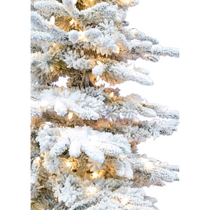 Fraser Hill Farm 10-Ft Flocked Mountain Pine Artificial Christmas Tree with Warm White LED Lighting