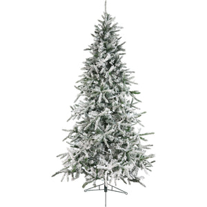 Fraser Hill Farm 10-Ft Flocked Mountain Pine Artificial Christmas Tree with Warm White LED Lighting