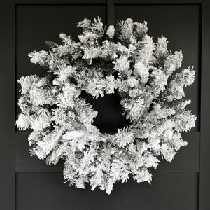 Fraser Hill Farm 24-In Mountain Pine Flocked Artificial Wreath with Warm White LED Lights