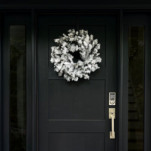 Fraser Hill Farm 24-In Mountain Pine Flocked Artificial Wreath with Warm White LED Lights