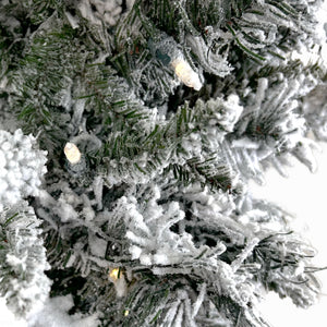 Fraser Hill Farm 24-In Mountain Pine Flocked Artificial Wreath with Warm White LED Lights