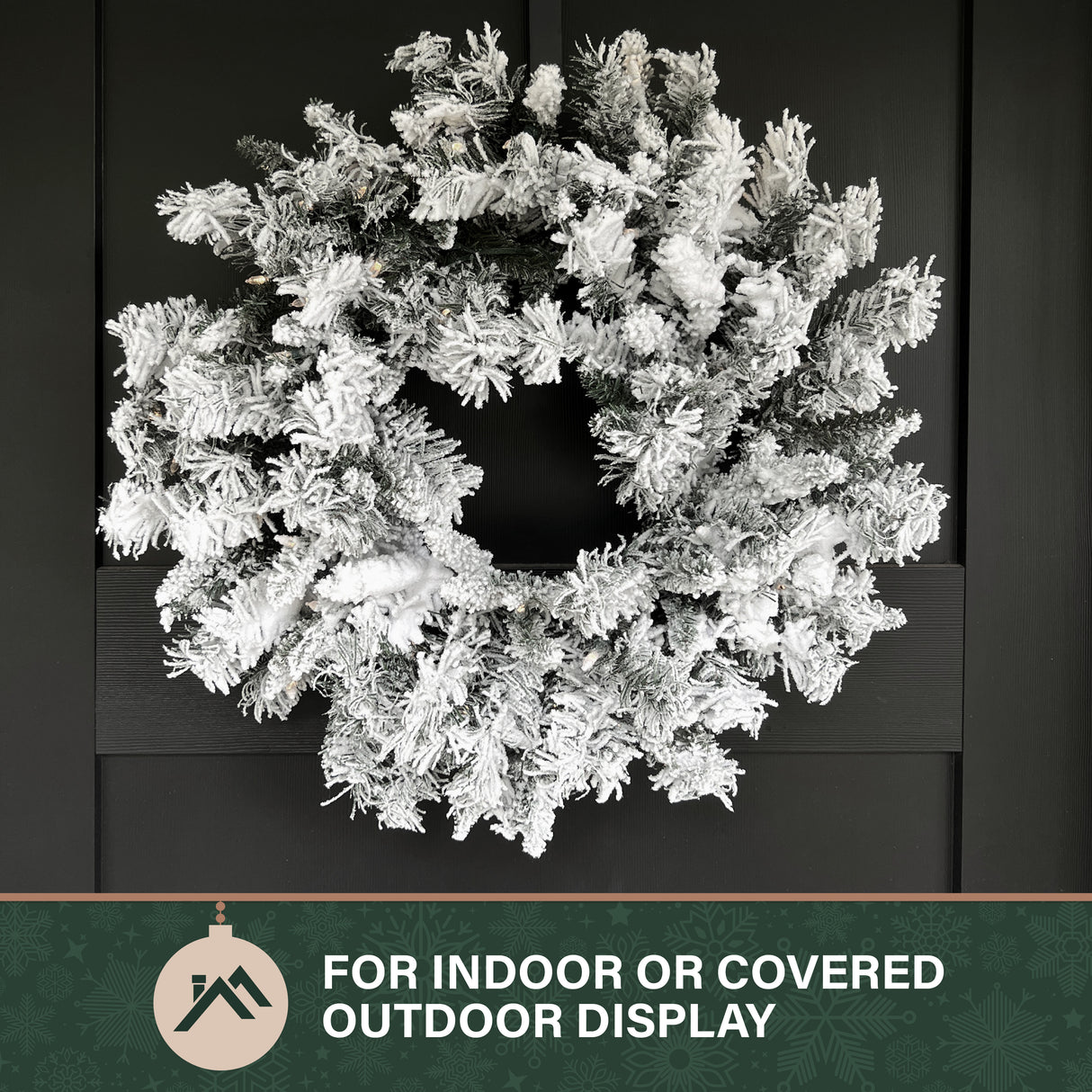 Fraser Hill Farm 24-In Mountain Pine Flocked Artificial Wreath with Warm White LED Lights