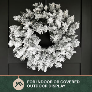 Fraser Hill Farm 24-In Mountain Pine Flocked Artificial Wreath with Warm White LED Lights