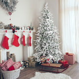 Fraser Hill Farm 6.5-Ft Flocked Mountain Pine Artificial Christmas Tree