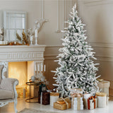 Fraser Hill Farm 6.5-Ft Flocked Mountain Pine Artificial Christmas Tree