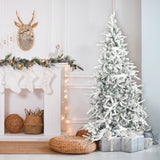 Fraser Hill Farm 6.5-Ft Flocked Mountain Pine Artificial Christmas Tree