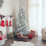 Fraser Hill Farm 6.5-Ft Flocked Mountain Pine Artificial Christmas Tree with Dual Multicolor & Warm White LED Lights