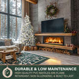 Fraser Hill Farm 6.5-Ft Flocked Mountain Pine Artificial Christmas Tree with Dual Multicolor & Warm White LED Lights