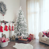 Fraser Hill Farm 7.5-Ft Flocked Mountain Pine Artificial Christmas Tree