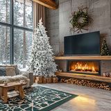 Fraser Hill Farm 7.5-Ft Flocked Mountain Pine Artificial Christmas Tree