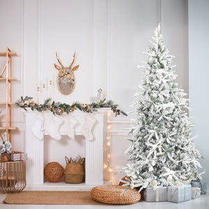 Fraser Hill Farm 7.5-Ft Flocked Mountain Pine Artificial Christmas Tree