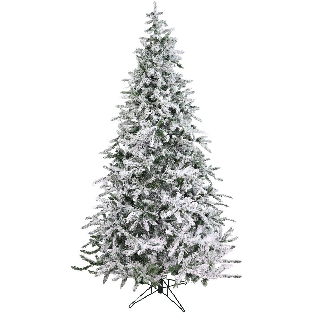 Fraser Hill Farm 7.5-Ft Flocked Mountain Pine Artificial Christmas Tree with White Incandescent Smart Lights