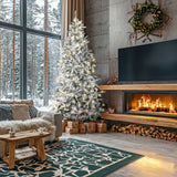 Fraser Hill Farm 7.5-Ft Flocked Mountain Pine Artificial Christmas Tree with Warm White LED Lights