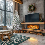 Fraser Hill Farm 7.5-Ft Flocked Mountain Pine Artificial Christmas Tree with Dual Multicolor & Warm White LED Lights