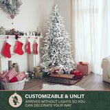 Fraser Hill Farm 9-Ft Flocked Mountain Pine Artificial Christmas Tree