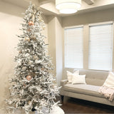 Fraser Hill Farm 9-Ft Flocked Mountain Pine Artificial Christmas Tree with White Incandescent Smart Lights