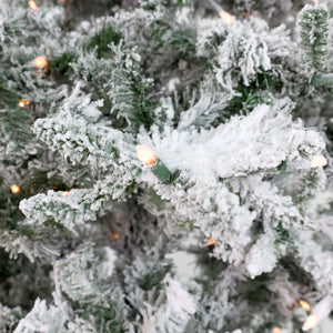 Fraser Hill Farm 9-Ft Flocked Mountain Pine Artificial Christmas Tree with White Incandescent Smart Lights