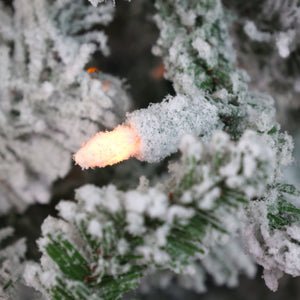 Fraser Hill Farm 9-Ft Flocked Mountain Pine Artificial Christmas Tree with White Incandescent Smart Lights