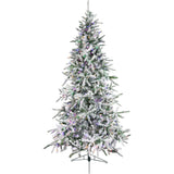 Fraser Hill Farm 9-Ft Flocked Mountain Pine Artificial Christmas Tree with Dual Multicolor & Warm White LED Lights