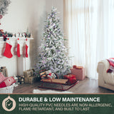 Fraser Hill Farm 9-Ft Flocked Mountain Pine Artificial Christmas Tree with Dual Multicolor & Warm White LED Lights