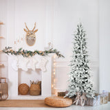 Fraser Hill Farm 6.5-Ft Slim Mountain Pine Flocked Artificial Christmas Tree
