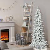 Fraser Hill Farm 6.5-Ft Slim Mountain Pine Flocked Artificial Christmas Tree