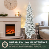 Fraser Hill Farm 6.5-Ft Slim Mountain Pine Flocked Artificial Christmas Tree