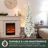 6.5-Ft. Slim Mountain Pine Flocked Christmas Tree with Warm White LED Lights