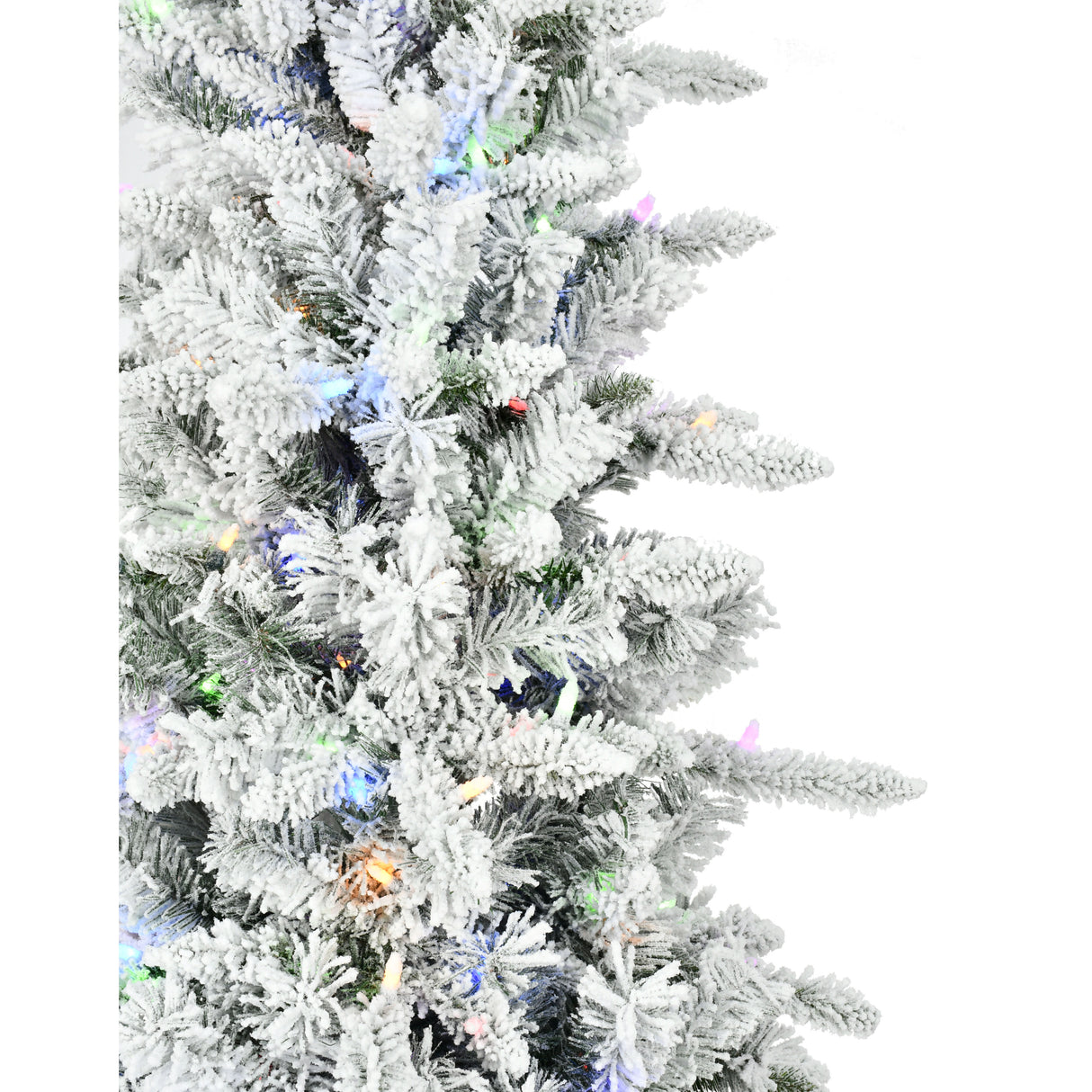 Fraser Hill Farm 6.5-Ft Slim Mountain Pine Flocked Artificial Christmas Tree with Dual Multicolor & Warm White LED Lights
