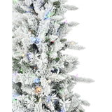 Fraser Hill Farm 6.5-Ft Slim Mountain Pine Flocked Artificial Christmas Tree with Dual Multicolor & Warm White LED Lights