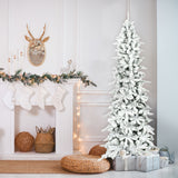 Fraser Hill Farm 7.5-Ft Slim Mountain Pine Flocked Artificial Christmas Tree