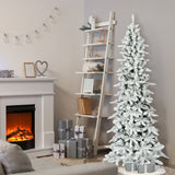 Fraser Hill Farm 7.5-Ft Slim Mountain Pine Flocked Artificial Christmas Tree