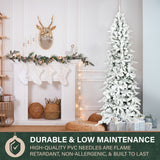 Fraser Hill Farm 7.5-Ft Slim Mountain Pine Flocked Artificial Christmas Tree